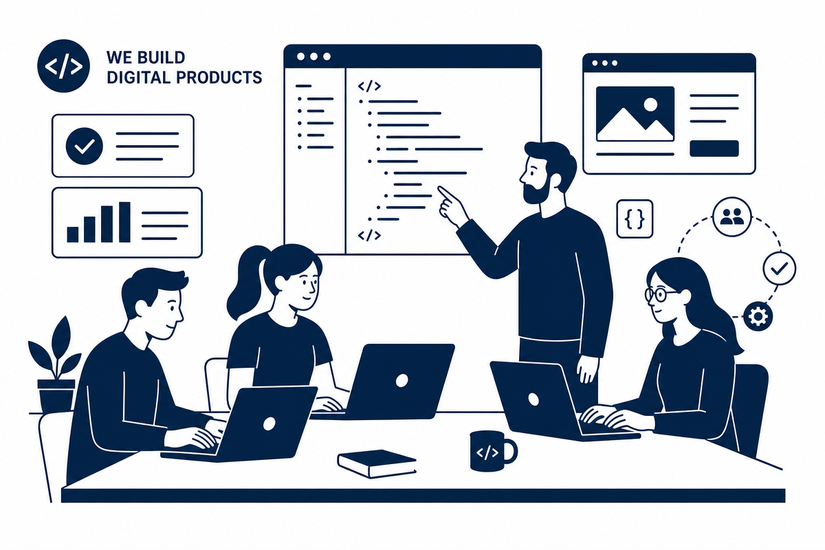 Software development team building digital solutions